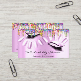 Cartão De Visita Makeup Artist Unhas Eyelash Drives Royal Pink