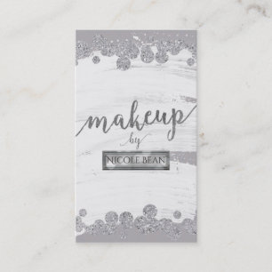 Cartão De Visita Makeup Artist White Cinzas & Silver Sparkle Glam