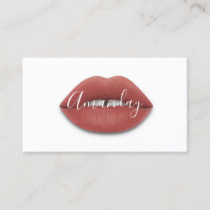 Cartão De Visita Makeup Artist White Rose Lábios Logo Logotipo QR C