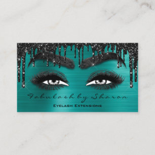 Cartão De Visita Makeup Brow Eyelash Extension QR Code Drives Teal