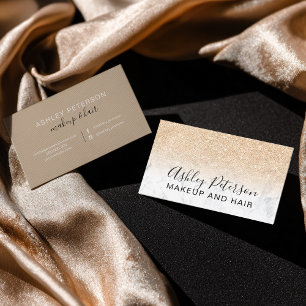 Cartão De Visita Makeup elegant typografia marble glitter