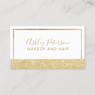 Cartão De Visita Makeup elegante chic gold glitter quadro geométric