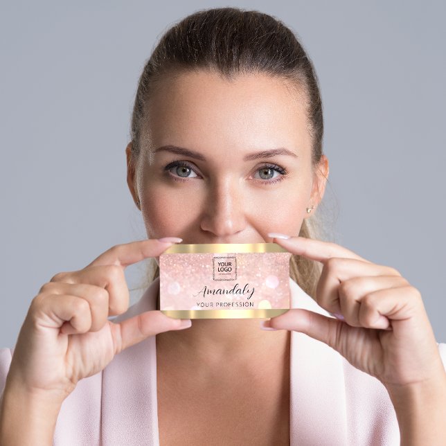 Cartão De Visita Makeup Esthetician Lash Unhas QRCode Logo Rosa (Criador carregado)