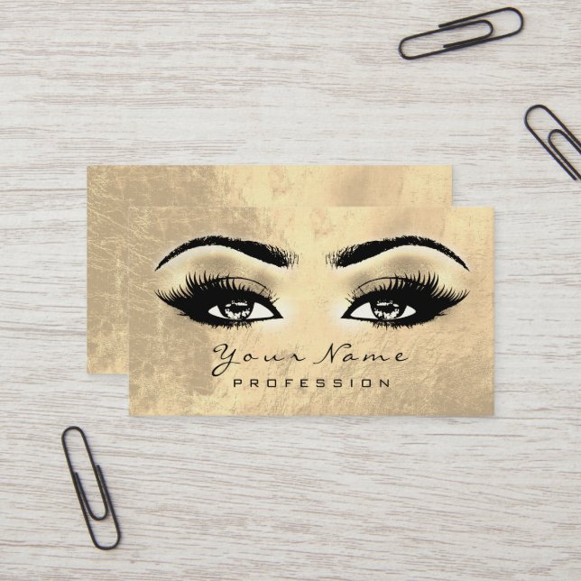 Cartão De Visita Makeup Eyebrow Eyes Lashes Browne Dourado (Frente/Verso In Situ)