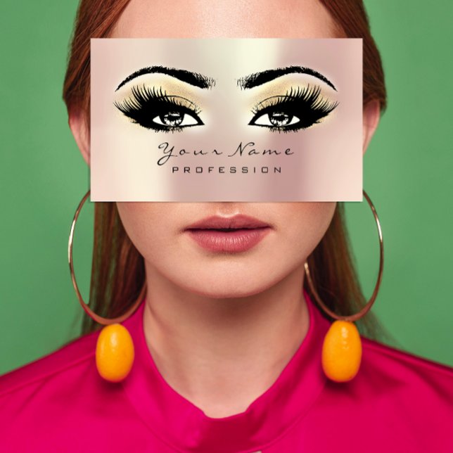 Cartão De Visita Makeup Eyebrow Eyes Lashes Glitter SPA Champaigne (Makeup Eyebrow Eyes Lashes Glitter SPA Champaigne Business Card)
