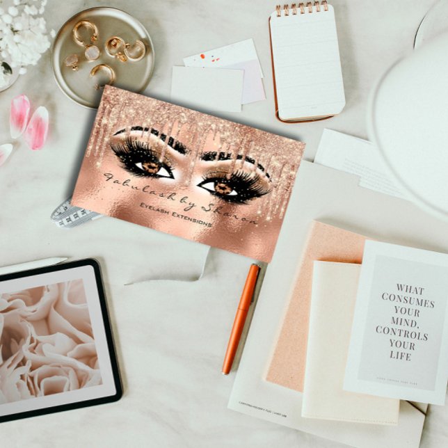 Cartão De Visita Makeup Eyebrow Lashes Glitter Drik Spark Rosa (Criador carregado)
