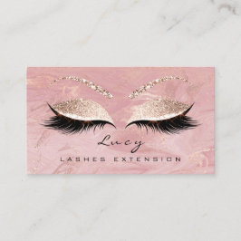 Cartão De Visita Makeup Eyebrow Name Lash Glitter Pink Marble