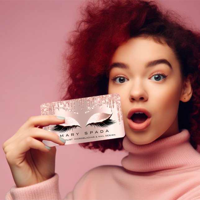 Cartão De Visita Makeup Eyebrows Lashes Browce Rosa Spark Social (Makeup Eyebrows Lashes Browns Rose Spark Social Business Card)