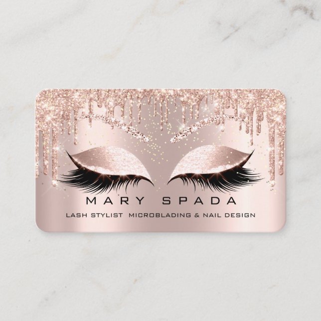 Cartão De Visita Makeup Eyebrows Lashes Browce Rosa Spark Social (Frente)