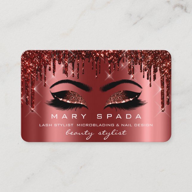Cartão De Visita Makeup Eyebrows Lashes Burgundy Spark Unhas (Frente)