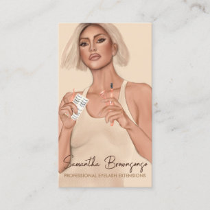 Cartão De Visita Makeup Eyelash Beige Brown Twezer Mulher Curler