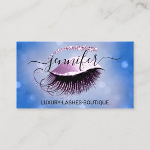 Cartão De Visita Makeup Eyelash Código QR Glitter Logotipo Azul Ro