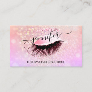 Cartão De Visita Makeup Eyelash Código QR Logotipo Glitor Pink