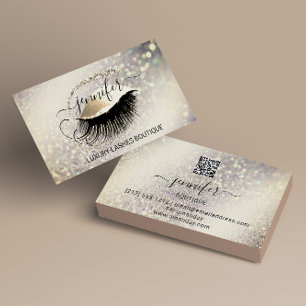 Cartão De Visita Makeup Eyelash Código QR Lúx Lúx Dourada