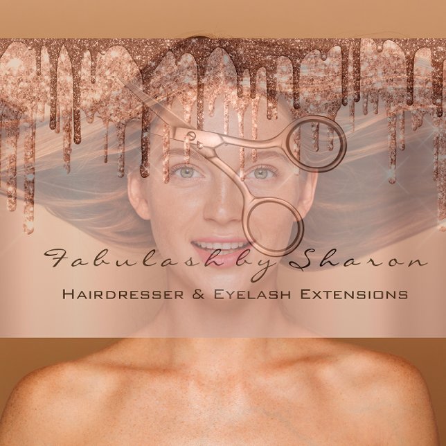 Cartão De Visita Makeup Eyelash Hairdresser Scissors Rosa Drivers V (Makeup Eyelash Hairdresser Scissors Rose Drip VIP Business Card)