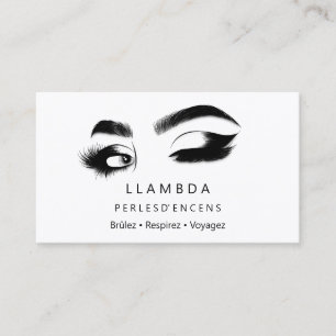 Cartão De Visita Makeup Eyelashes Brows Logotipo Mínimo Branco    