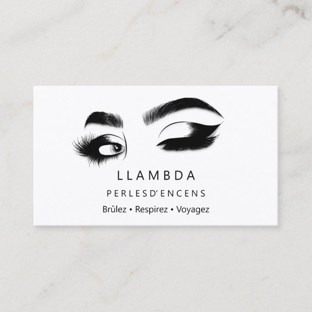 Cartão De Visita Makeup Eyelashes Brows Logotipo mínimo Dourado B (Frente)
