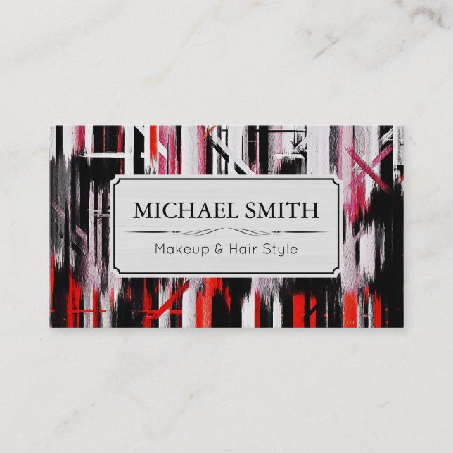 Cartão De Visita Makeup Hair Style Modern Abstrato Art #13 (Frente)