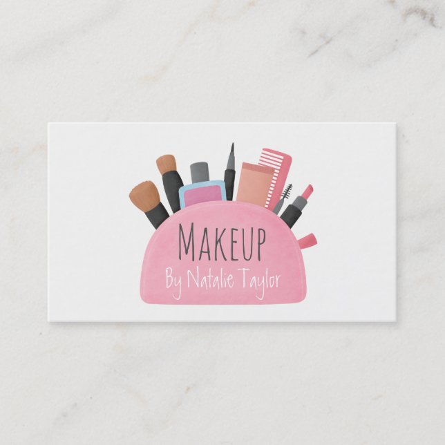 Cartão De Visita Makeup Pouch Makeover Business Cards (Frente)