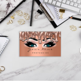 Cartão De Visita Makeup Unhas Lash Makeup Drives Rosa de Cobre Azul