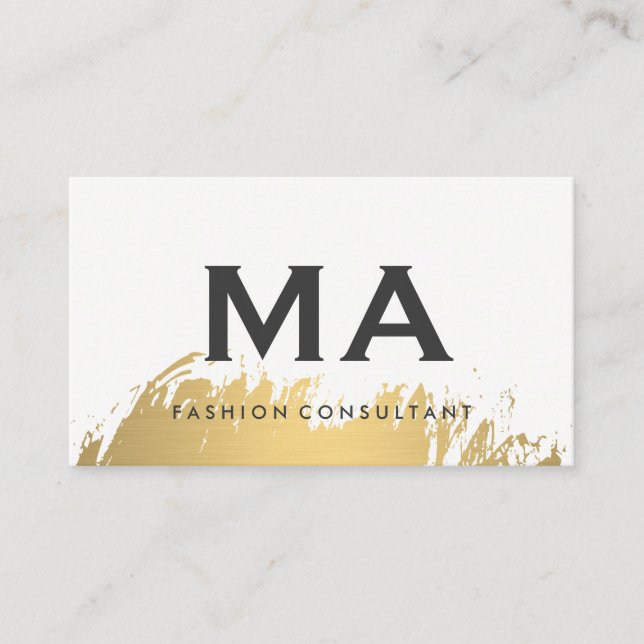 Cartão De Visita Mal Dourada Bruta Elegante Monograma (Frente)