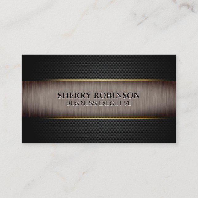 Cartão De Visita Malha Lux Negra | Esmagamento Metálico Escuro (Frente)