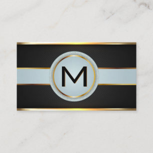 Cartão De Visita Malha Preta com Banner Metálico Dourado Monograma