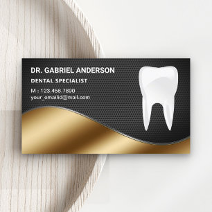 Cartão De Visita Malha Preta Dourada Clínica Odontológica Dentista