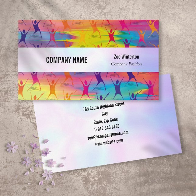 Cartão De Visita Malhação Dançando Moderno Iridescente (Fitness Dancing Modern Iridescent Business Card)