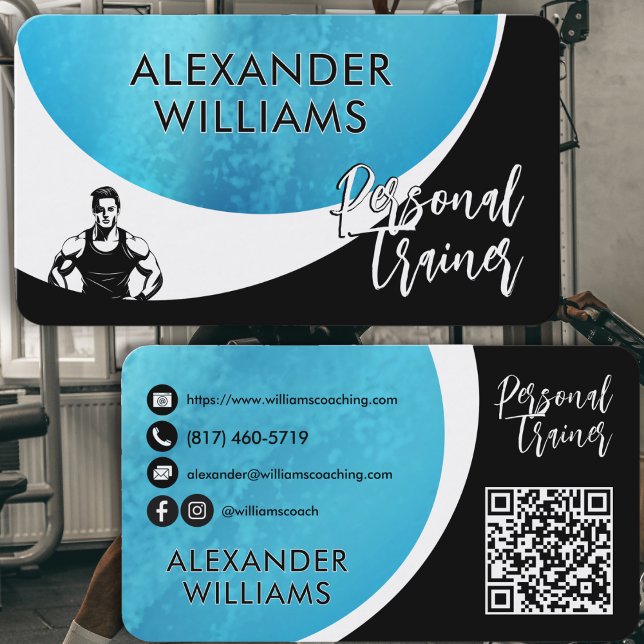 Cartão De Visita Malhação de Treinador Pessoal do Modern Dynamic QR (Criador carregado)