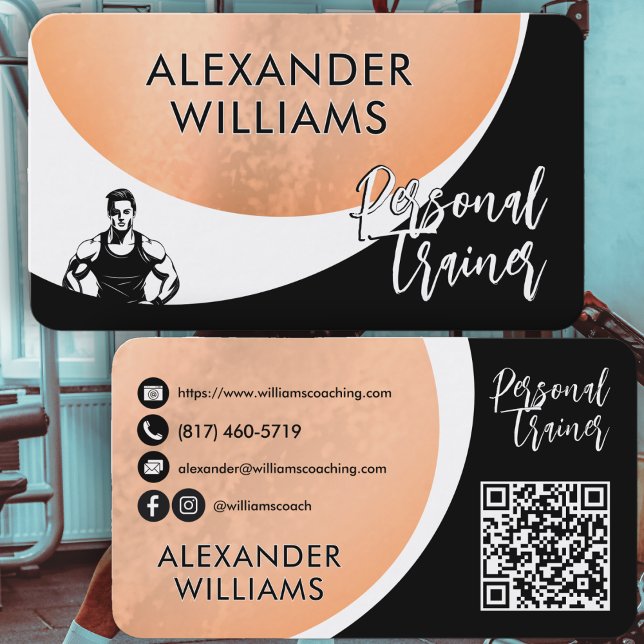 Cartão De Visita Malhação de Treinador Pessoal do Modern Dynamic QR (Criador carregado)