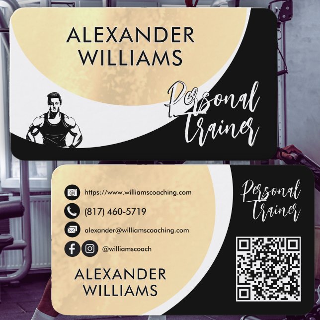 Cartão De Visita Malhação de Treinador Pessoal do Modern Dynamic QR (Criador carregado)