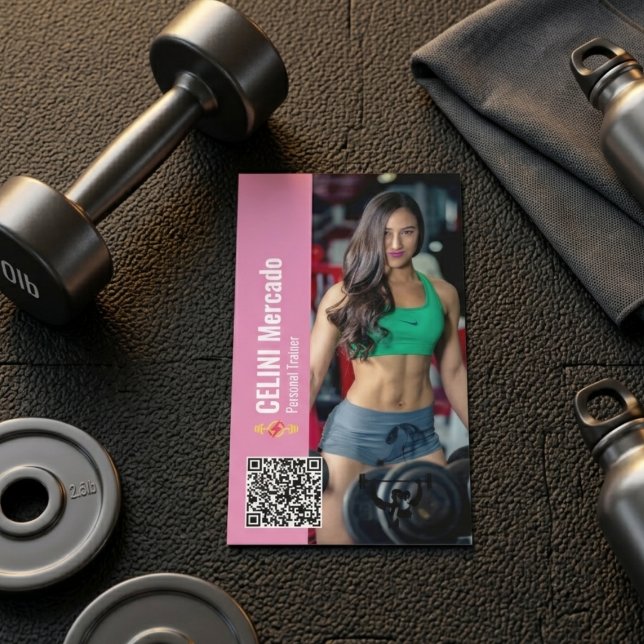 Cartão De Visita Malhação do Treinador Pessoal Moderno com Photo Bu (Modern Personal Trainer Fitness with Photo Busines Business Card)