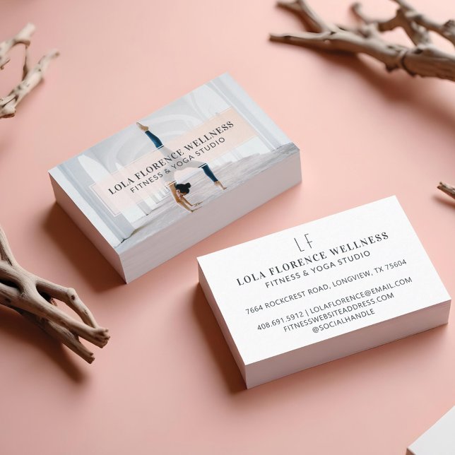 Cartão De Visita Malhação do Yoga Studio de Foto Mínimo e Profissio (Minimal & Professional Photo Yoga Studio Fitness Business Card)