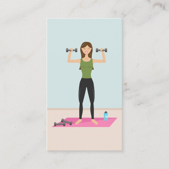 Cartão De Visita Malhação Girl Illustration Personal Trainer (Frente)