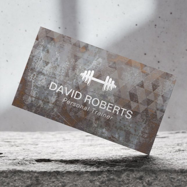 Cartão De Visita Malhação Personal Trainer Geométrico Grunge Metal (Criador carregado)