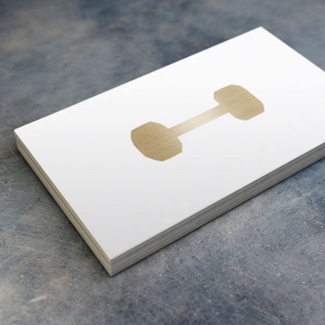 Cartão De Visita Malhação Personal Trainer Mínimo Dourado Sumbbell (Criador carregado)