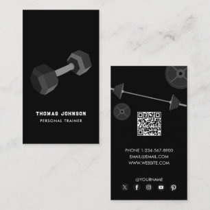 Cartão De Visita Malhação pessoal do treinador Dumbbell QR Code