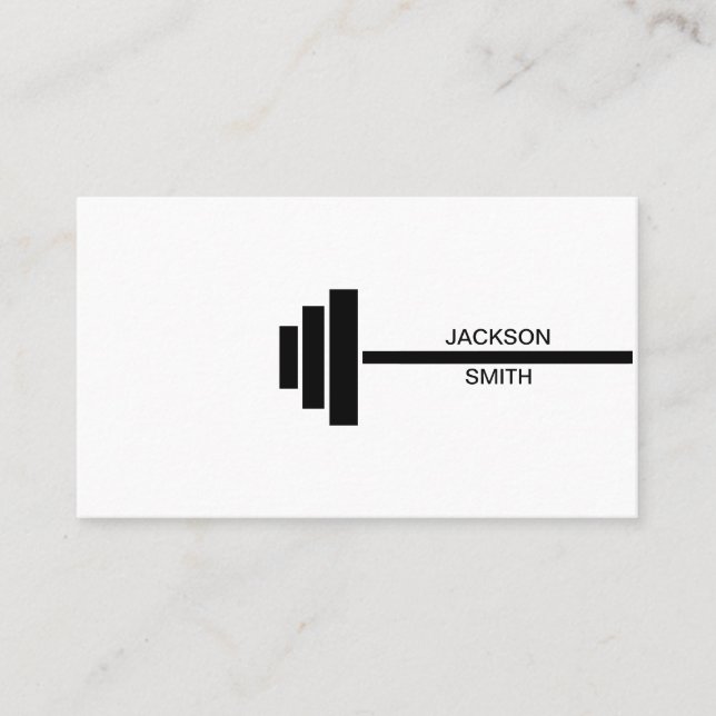 Cartão De Visita Malhação treinador Barbell Black and White (Frente)