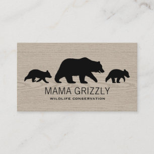 Cartão De Visita Mama Grizzly Bear com Cubs Silhouettes Vida Selvag