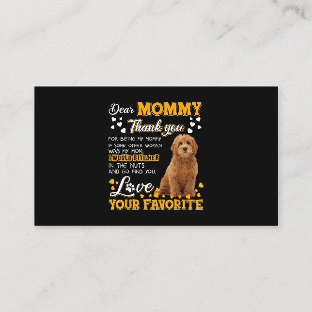 Cartão De Visita Mamãe De Goldendoodle Agradeço Por Ser Minha Mãe (Frente)