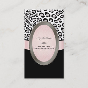 Cartão De Visita Manchas de leopardo pretas, rosa e branco da PixDe
