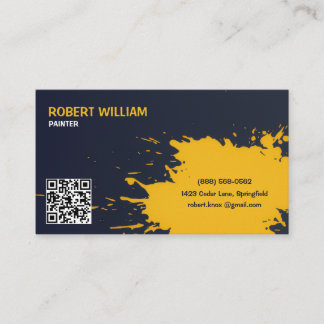 Cartão De Visita Manchas de Tinta Amarela Abstrata Moderna | Person