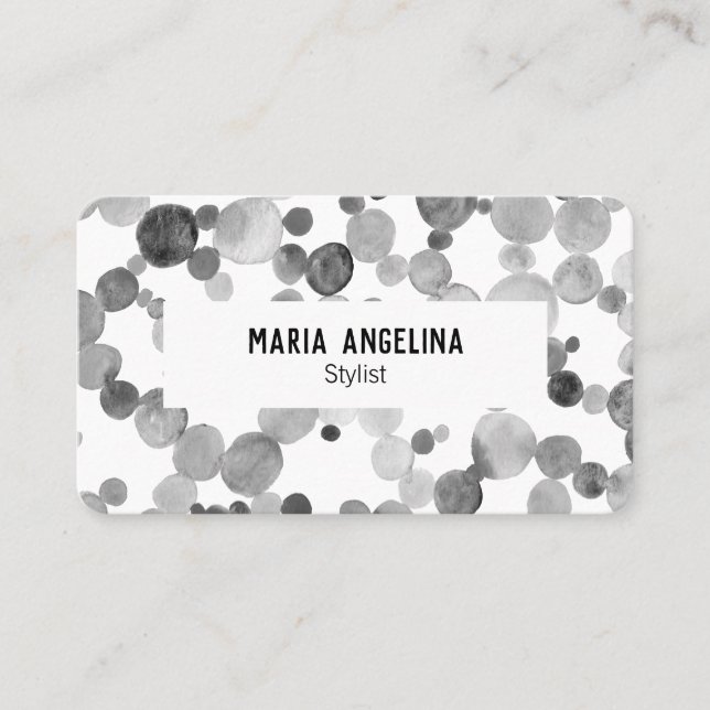 Cartão De Visita Manchas e pontos de bolhas de aquarela Chic minima (Frente)