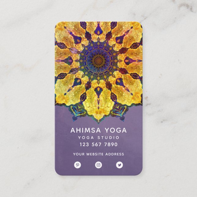 Cartão De Visita Mandala Boho Dourada (Frente)