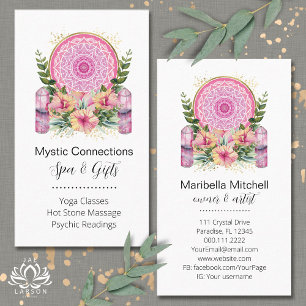 Cartão De Visita Mandala de Cristais Rosa Flor de Energia Yoga Reik