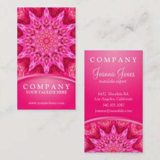Cartão De Visita Mandala de Flor de Estrela Rosa Quente