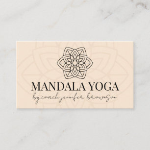 Cartão De Visita Mandalá de Ioga Espiritual Bege Rosado