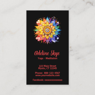 Cartão De Visita mandala design em cores vibrantes