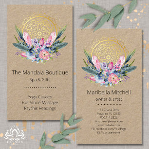 Cartão De Visita Mandala Dourada Cristais Rosa Spa Psíquico Espirit